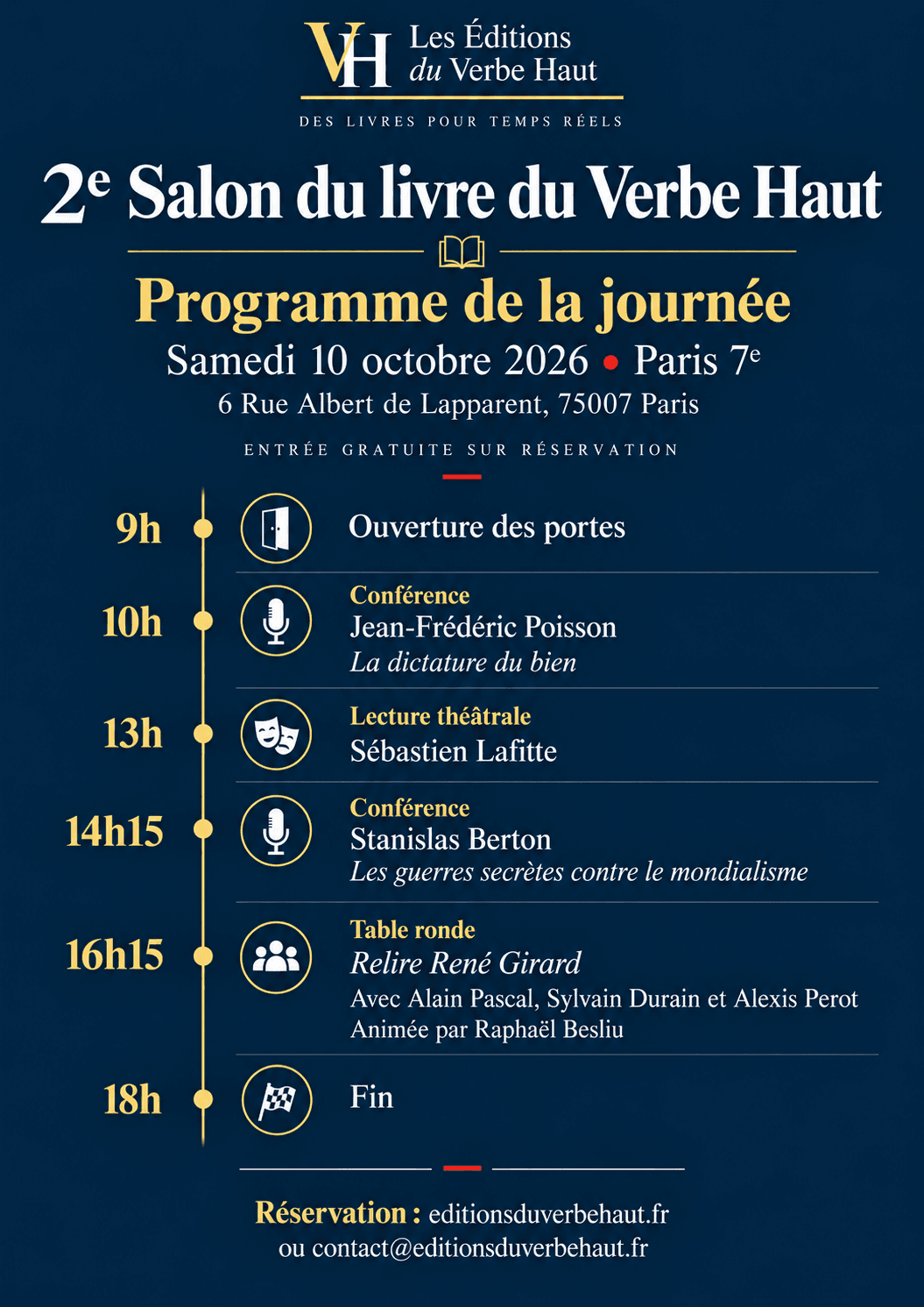 Billet d’entrée – 2e Salon du livre du Verbe Haut (10 octobre 2026)