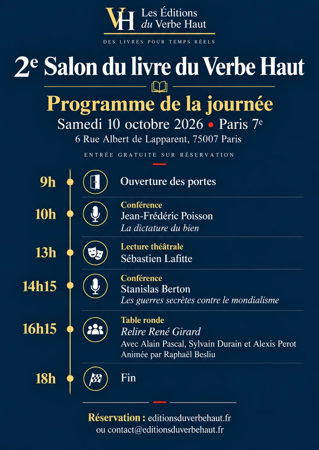 Billet d’entrée – 2e Salon du livre du Verbe Haut (10 octobre 2026)